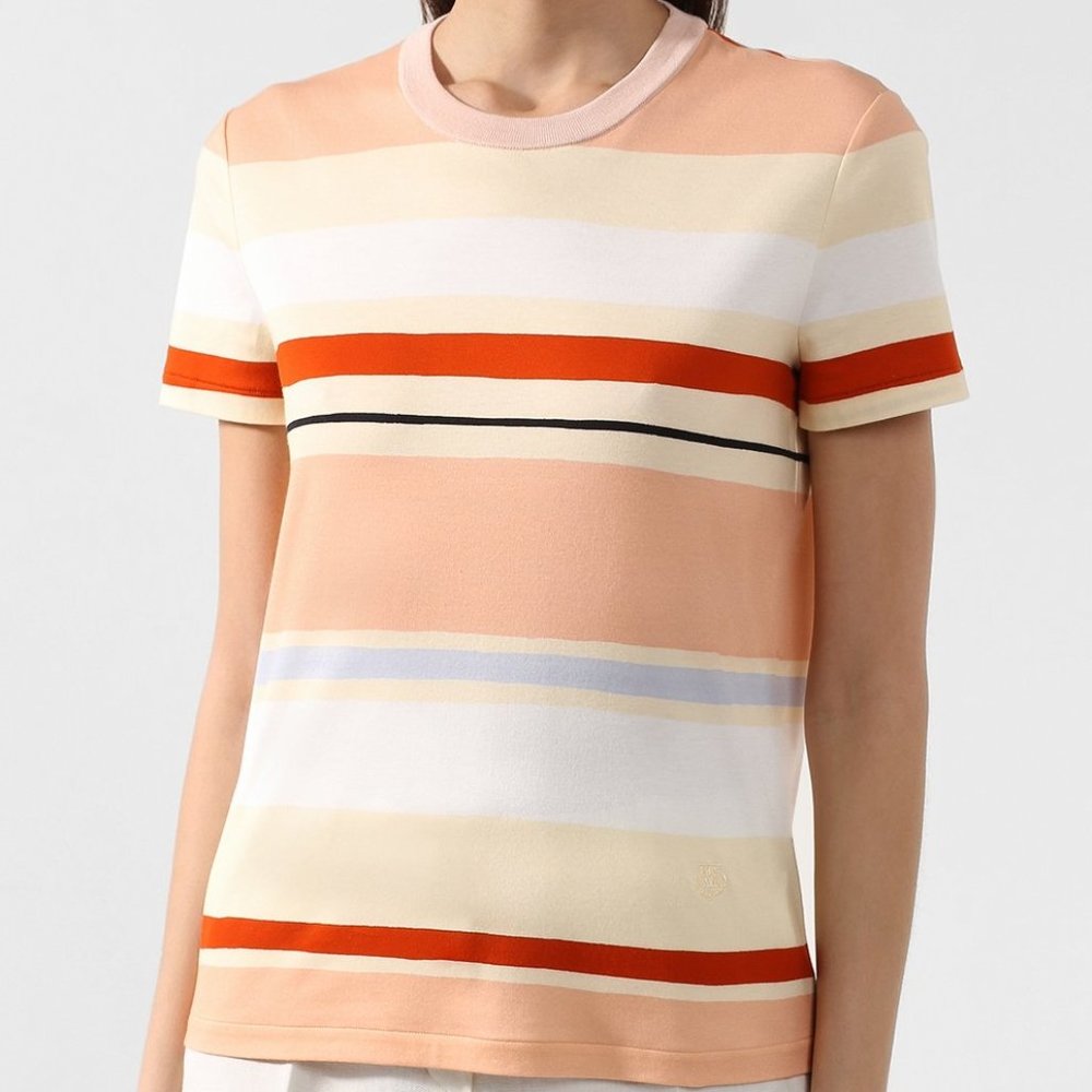 Loro Piana - Cotton T-Shirt - Beige with Stripes - S/M EU40